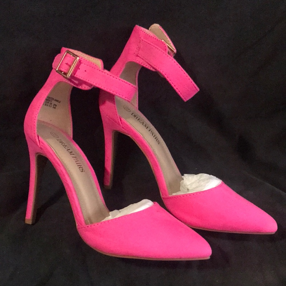DreamPairs Hot Pink faux suede D’orsay heels